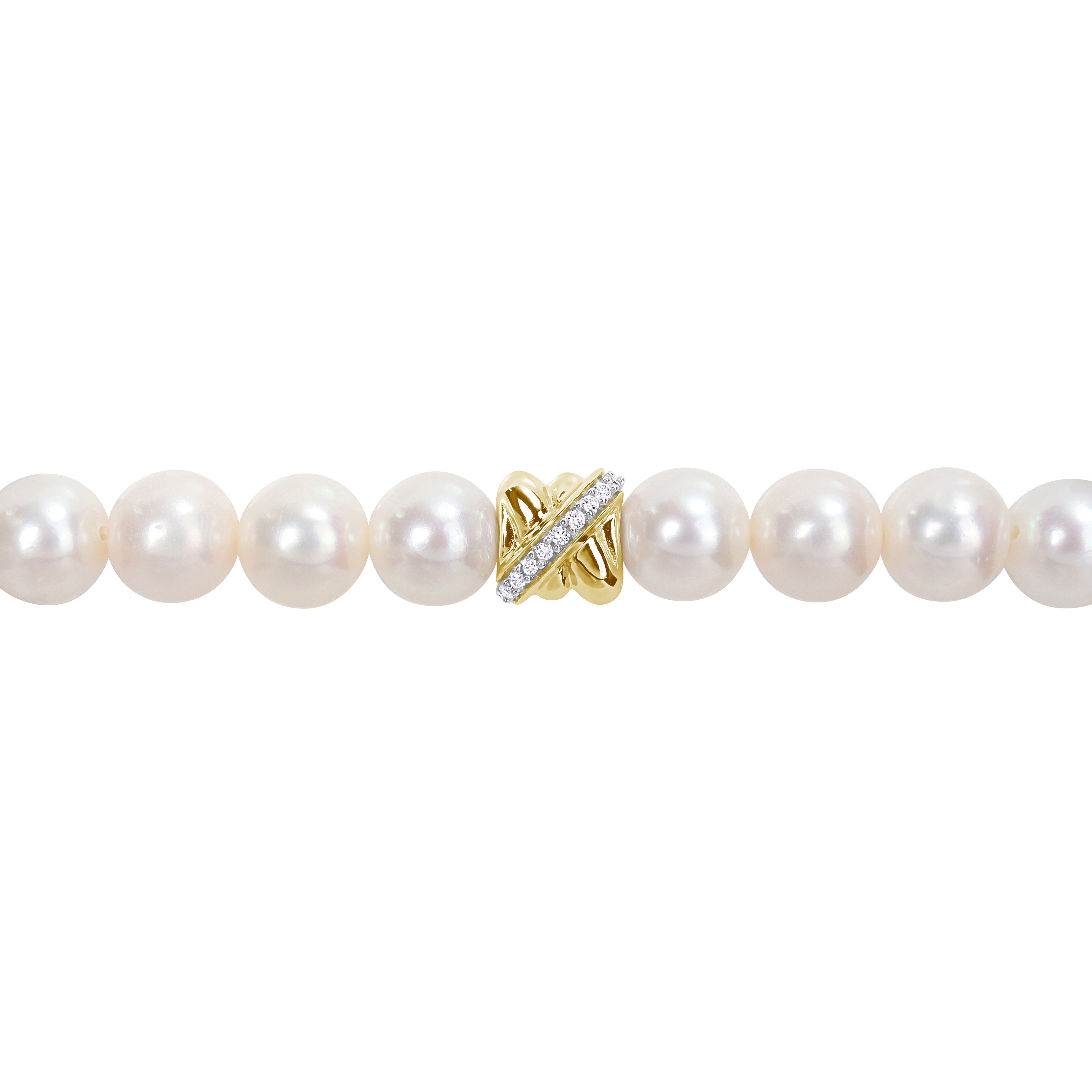 Cultured Freshwater Pearl & 1/10ct TW Diamond Strand Crossover Bracelet in 14k White Gold Jewelry Lord & Taylor