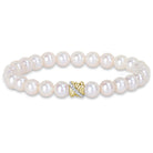 Cultured Freshwater Pearl & 1/10ct TW Diamond Strand Crossover Bracelet in 14k White Gold Jewelry Lord & Taylor
