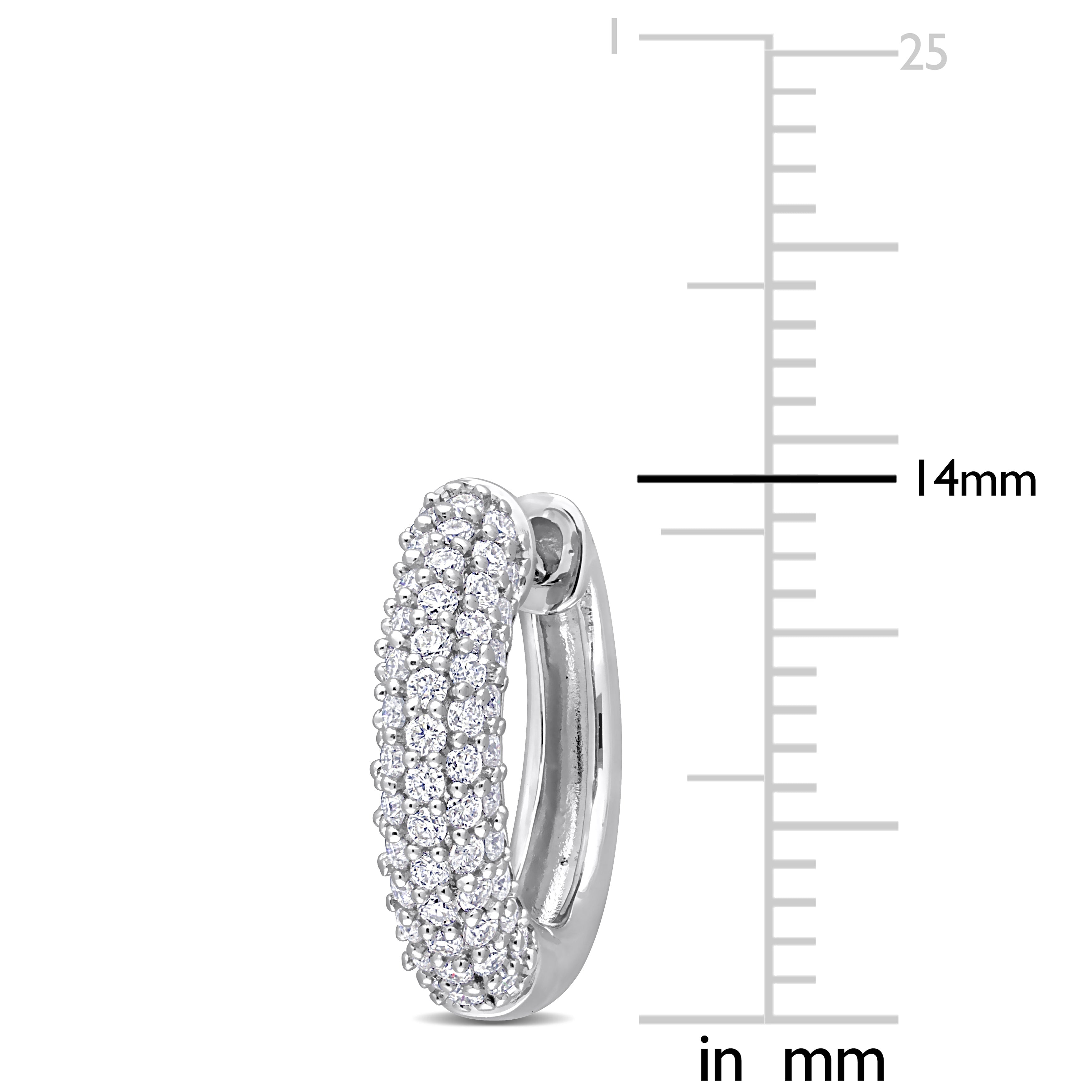 Sterling silver moissanite hoop earrings showing pavé-set gemstone detail by Lord & Taylor