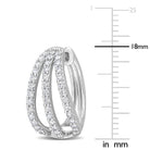 Sterling silver moissanite hoop earrings showing pave-set detail, close-up view