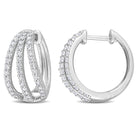 Sterling silver triple-row moissanite hoop earrings by Lord & Taylor, front view
