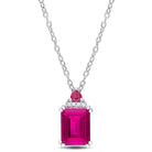Pink topaz and ruby sterling silver pendant necklace by Lord & Taylor, front view