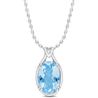 Blue topaz sterling silver pendant necklace, front view by Lord & Taylor