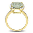 Yellow plated sterling silver ring with cushion-cut green quartz, angled view by Lord & Taylor