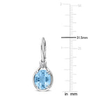 Sterling silver drop earrings with oval blue topaz, detail view by Lord & Taylor