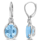 Blue topaz and white topaz sterling silver drop earrings, front view by Lord & Taylor