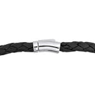 Diamond Accent Crossover Motif Braided Black Leather Men's Bracelet 14k White Gold Jewelry Lord & Taylor