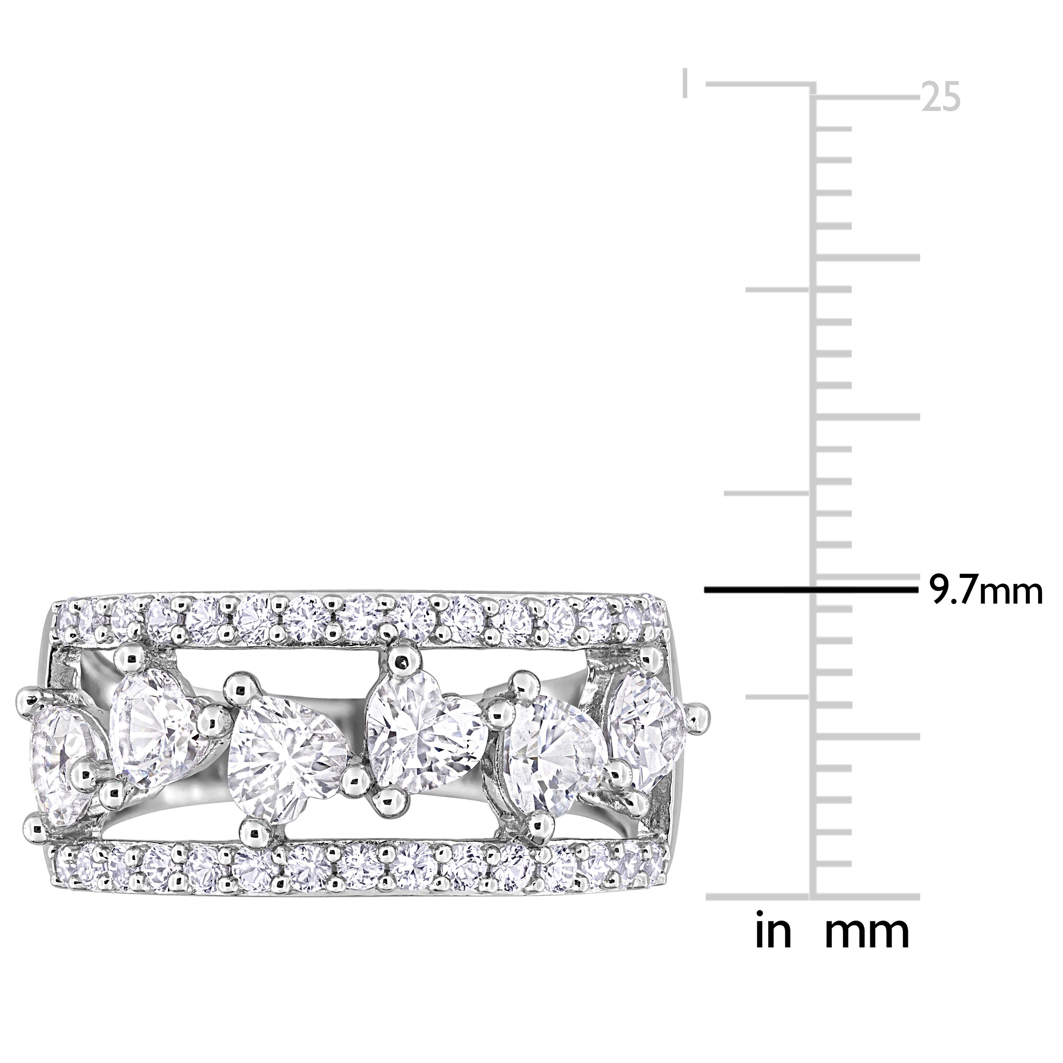 Sterling silver ring with heart white sapphire center stone, close-up by Lord & Taylor