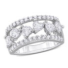 White sapphire heart ring in sterling silver with open design, front view by Lord & Taylor