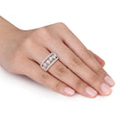 Heart-shaped white sapphire ring with round accent stones, side view by Lord & Taylor