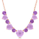 Pink amethyst heart pendant necklace in rose-plated sterling silver, front view by Lord & Taylor