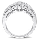 Sterling silver crisscross diamond ring by Lord & Taylor, diagonal view