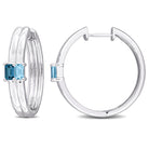 Blue topaz double row hoop earrings in sterling silver by Lord & Taylor, front view