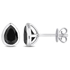 Black diamond pear stud earrings in 14k white gold by Delmar, product view