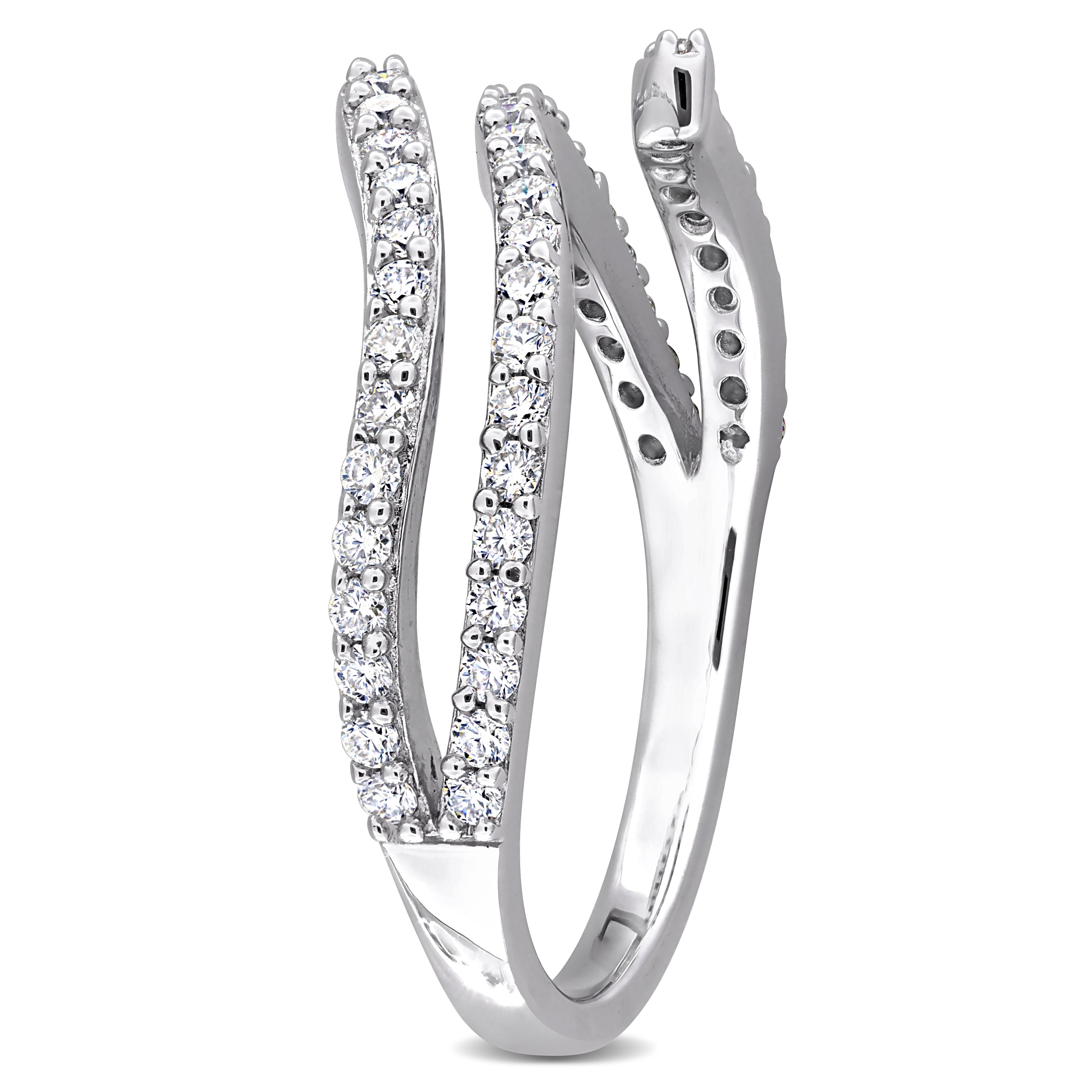 Sterling silver double curved moissanite ring by Lord & Taylor, back view