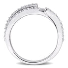 Sterling silver double curved moissanite ring by Lord & Taylor, diagonal view