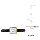 Princess-cut moissanite center stone detail on yellow gold plated ring by Lord & Taylor