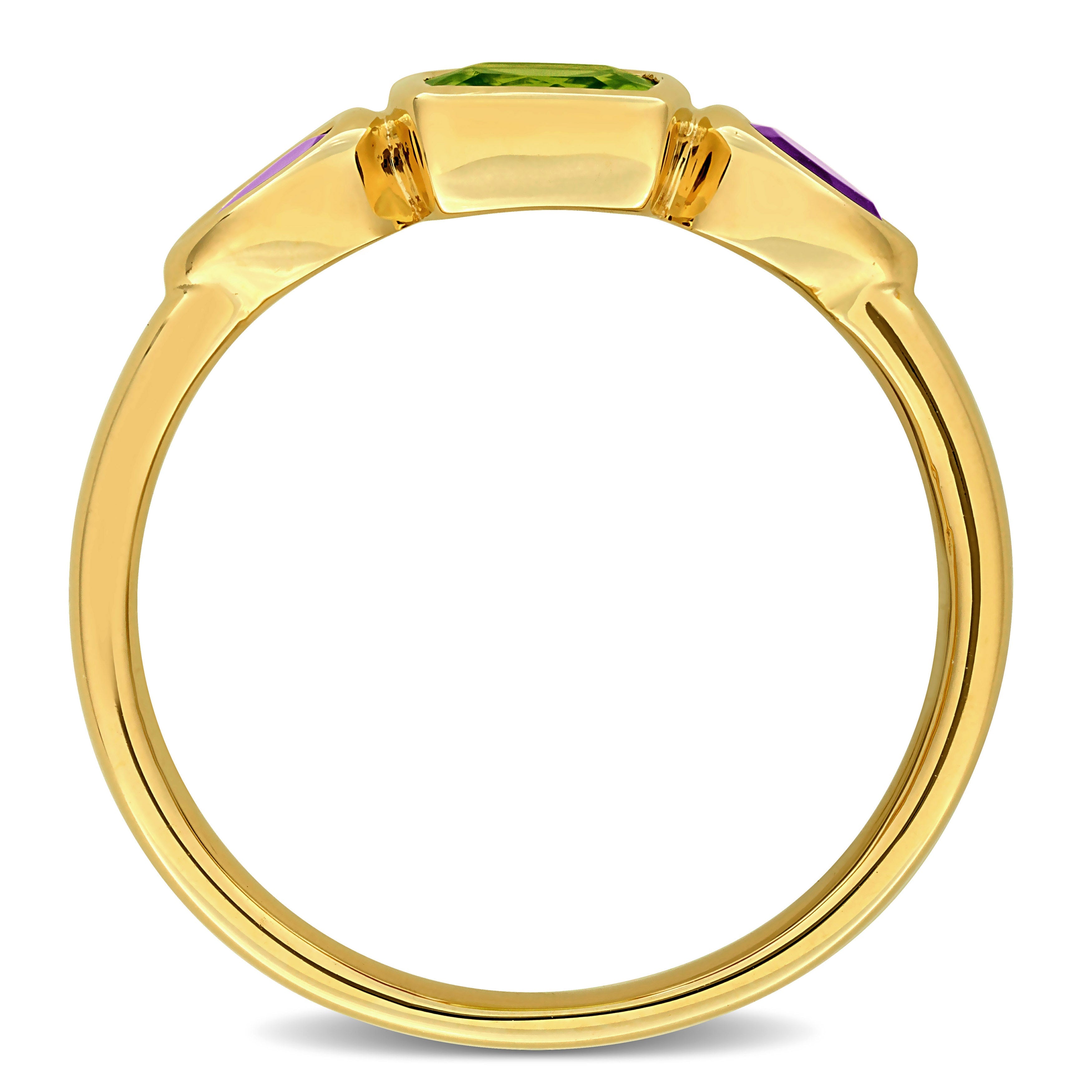 Peridot & Amethyst 3-Stone Ring in 10k Yellow Gold Jewelry Lord & Taylor