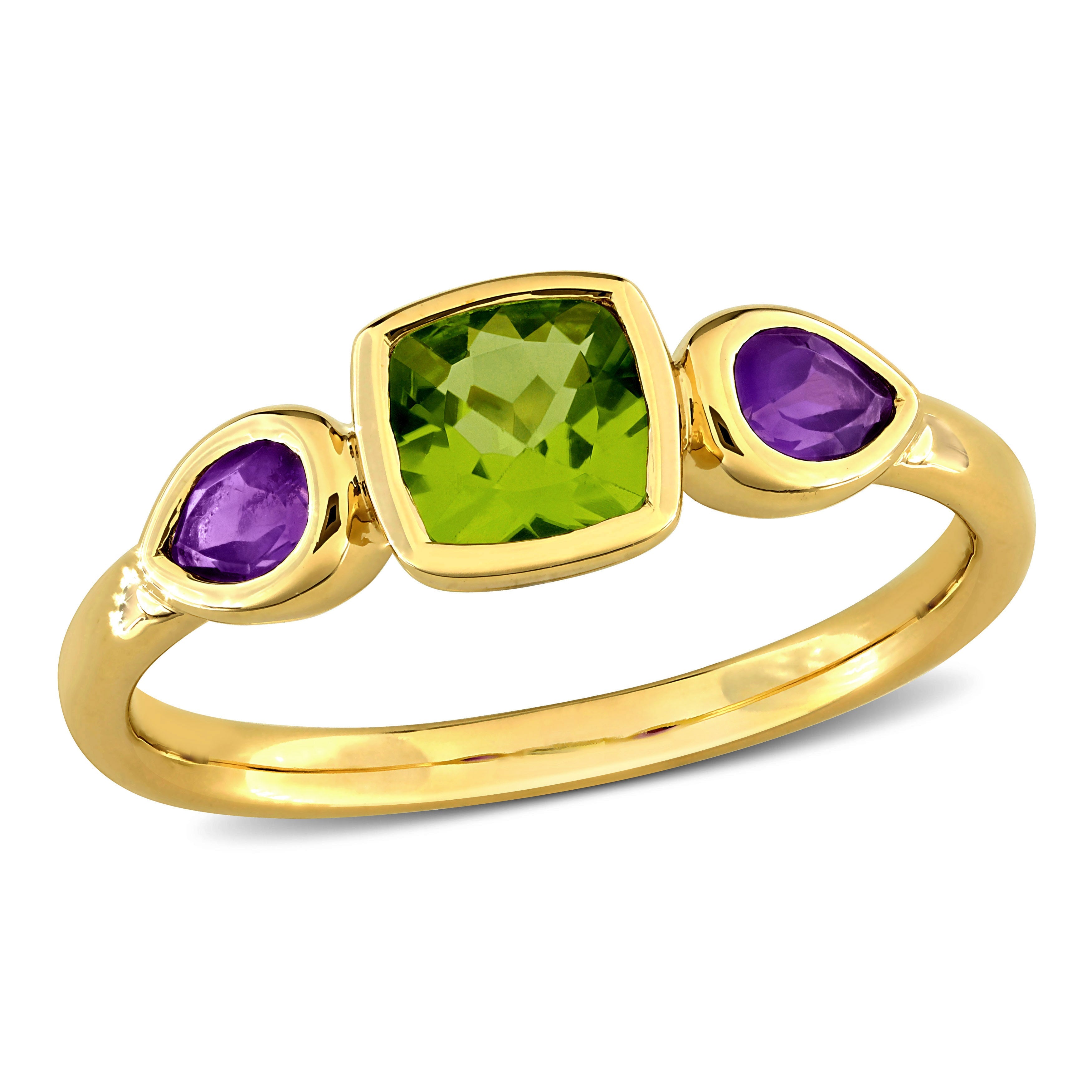 Peridot & Amethyst 3-Stone Ring in 10k Yellow Gold Jewelry Lord & Taylor 5