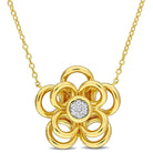 Yellow-plated sterling silver diamond flower pendant, front view by Lord & Taylor