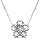 Sterling silver diamond flower pendant necklace, front view by Lord & Taylor