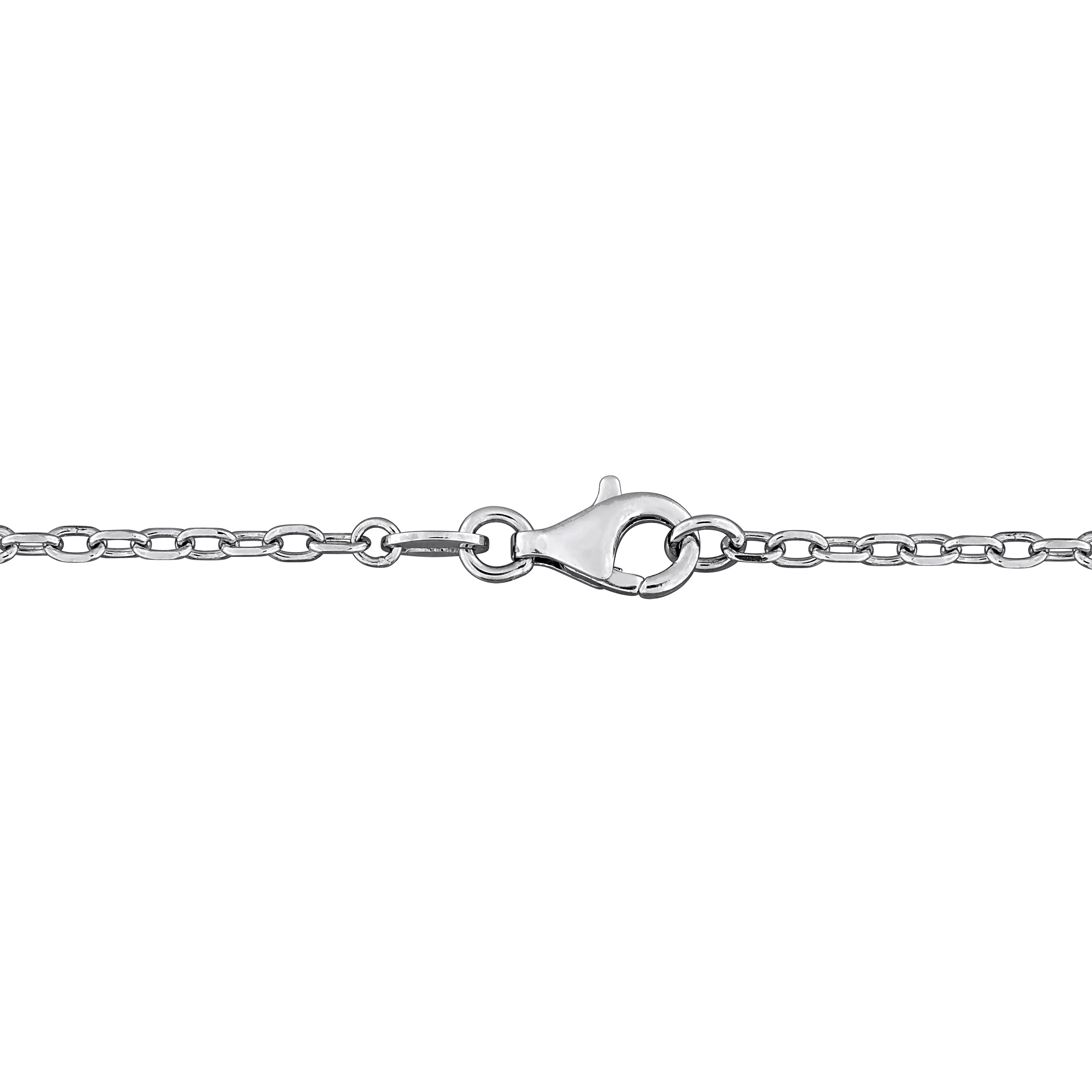Sterling silver tennis necklace with marquise sapphire charms, back view by Lord & Taylor