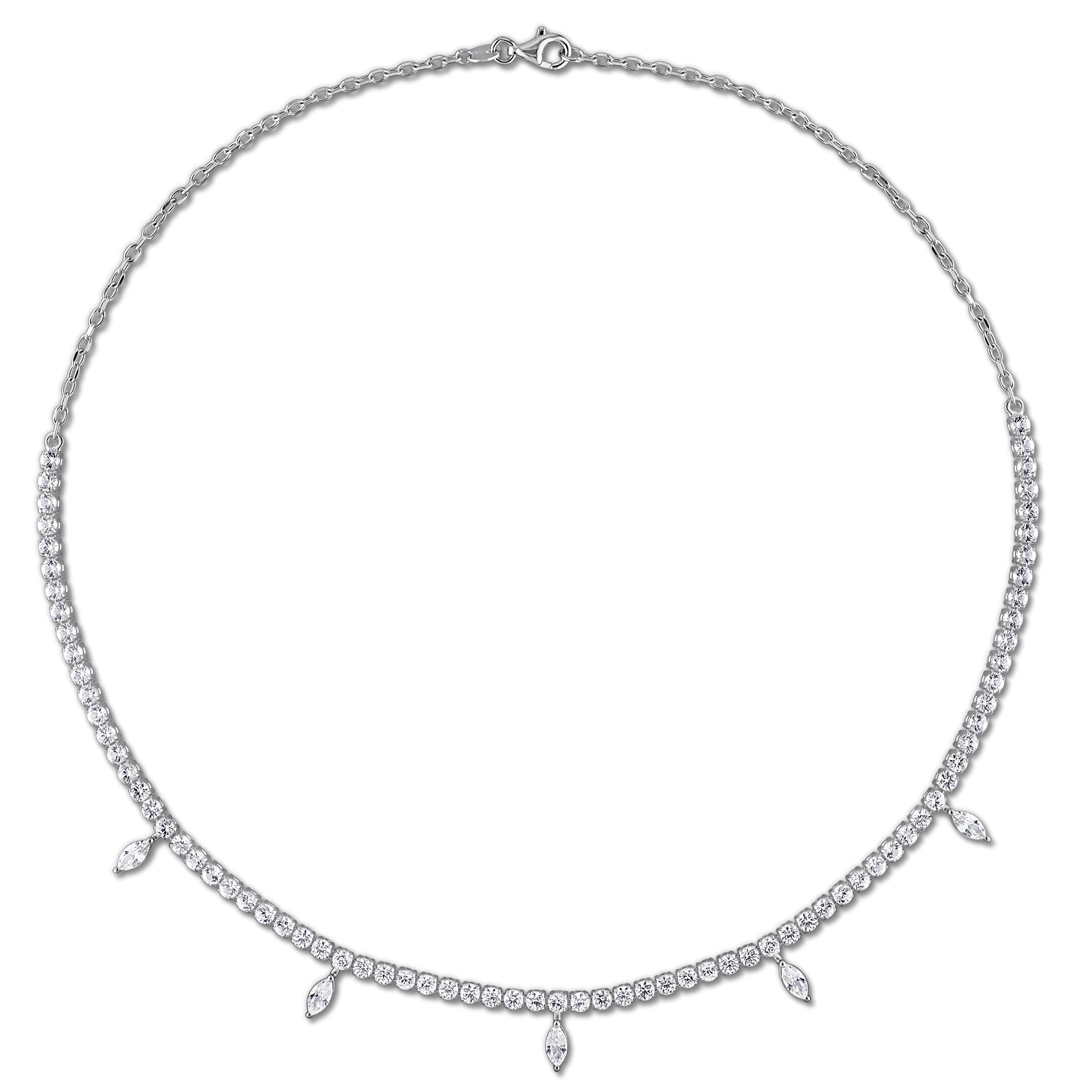 Created white sapphire charm necklace, detail view showing round-cut stones by Lord & Taylor