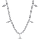 White sapphire charm necklace in sterling silver, front view by Lord & Taylor