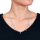 Sterling silver necklace with white sapphire charms, close-up of marquise-cut stones by Lord & Taylor