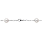Sterling silver pearl station necklace by Lord & Taylor, back view showing cable chain