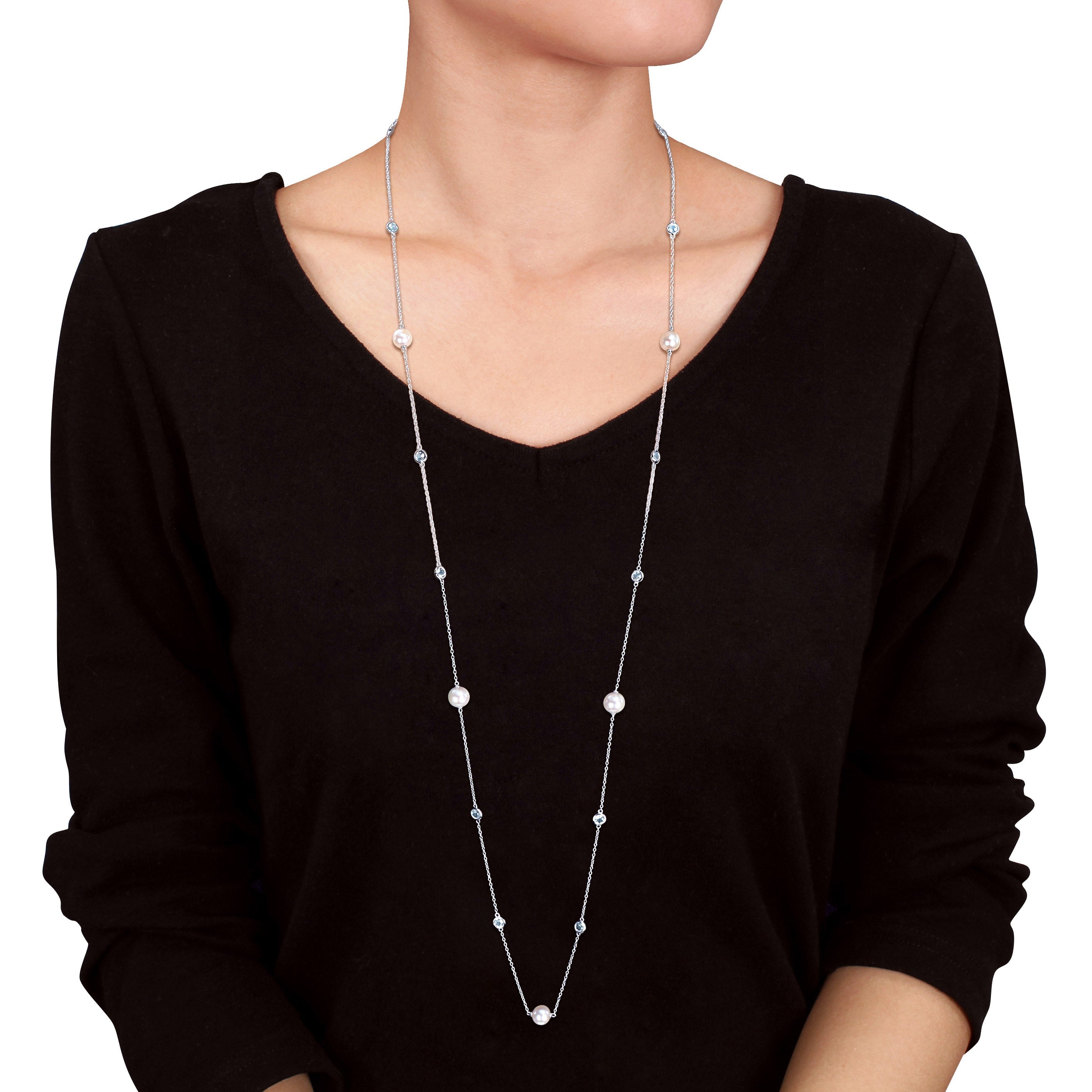Sterling silver station necklace by Lord & Taylor, lobster claw clasp detail