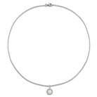 White pearl pendant necklace with topaz halo by Lord & Taylor, detail view