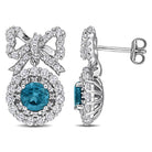 London Blue Topaz & White Topaz Halo & Bow Drop Earrings in Sterling Silver Jewelry Lord & Taylor