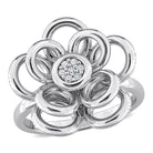 Sterling silver diamond flower ring by Lord & Taylor, front view
