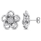 Sterling silver diamond flower stud earrings by Lord & Taylor, front view