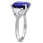 Blue sapphire three-stone ring in sterling silver by Lord & Taylor, side profile