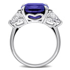 Blue sapphire three-stone ring in sterling silver by Lord & Taylor, angled view