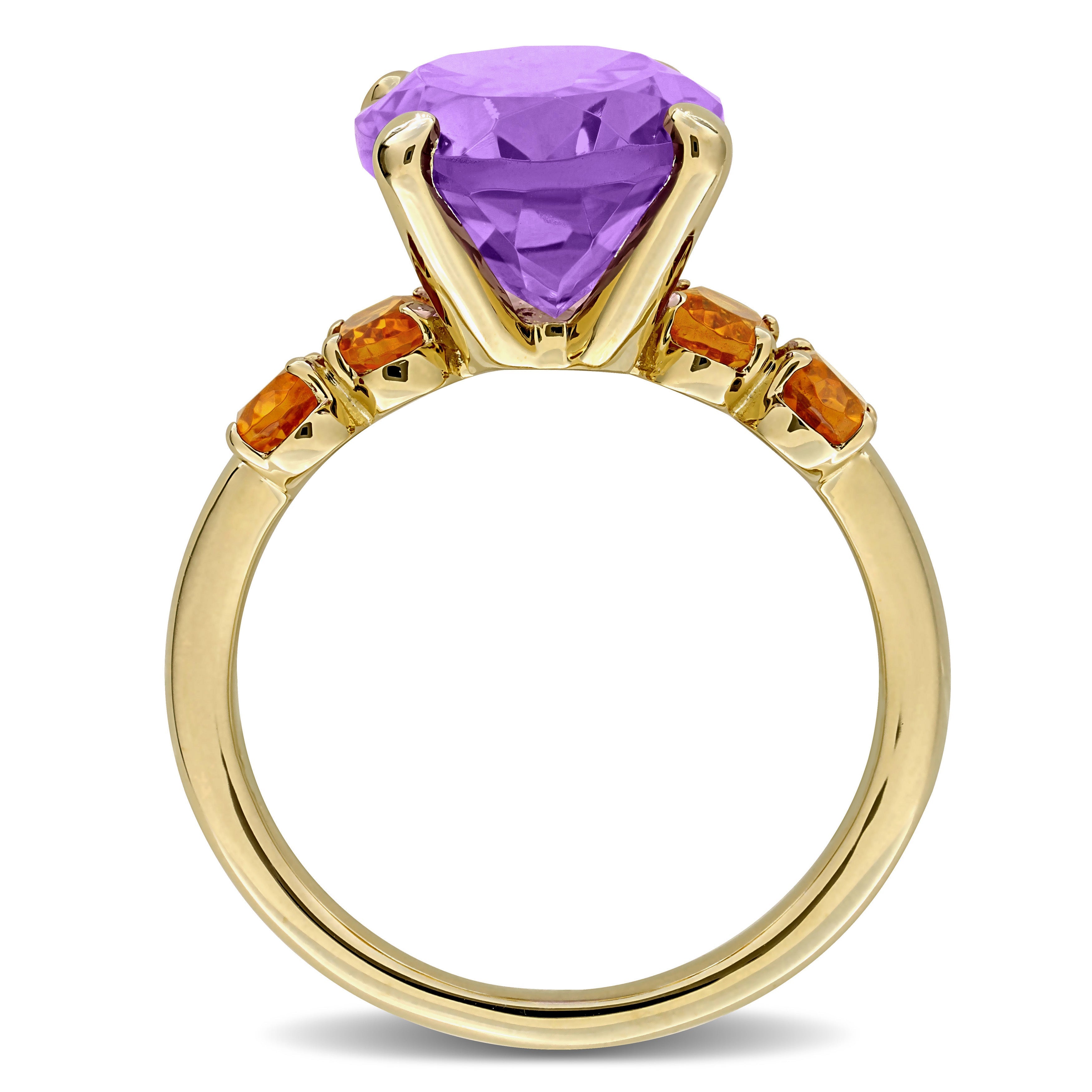 5 7/8ct TGW Amethyst & Citrine Five-Stone Ring in Yellow Plated Sterling Silver Jewelry Lord & Taylor