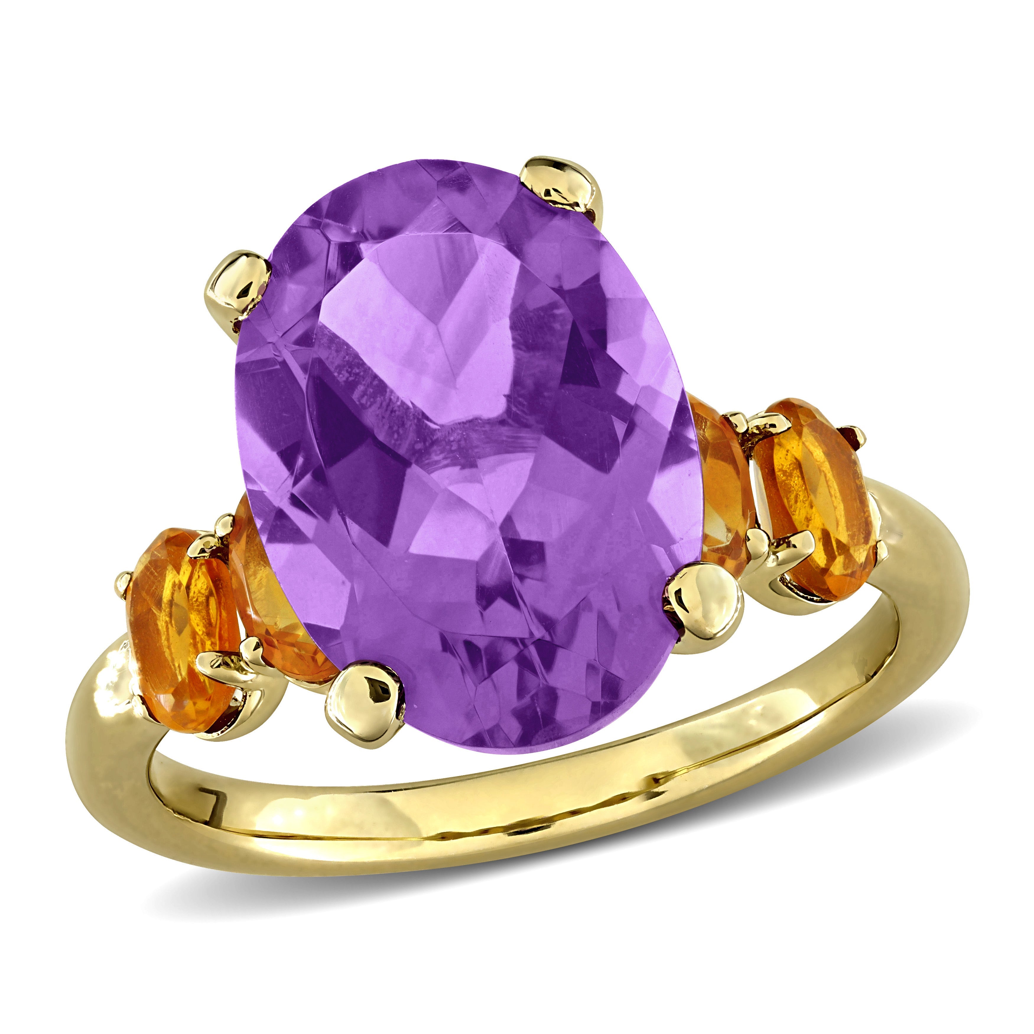 5 7/8ct TGW Amethyst & Citrine Five-Stone Ring in Yellow Plated Sterling Silver Jewelry Lord & Taylor 5