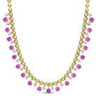 Pink and white sapphire necklace in yellow-plated sterling silver, front view by Lord & Taylor