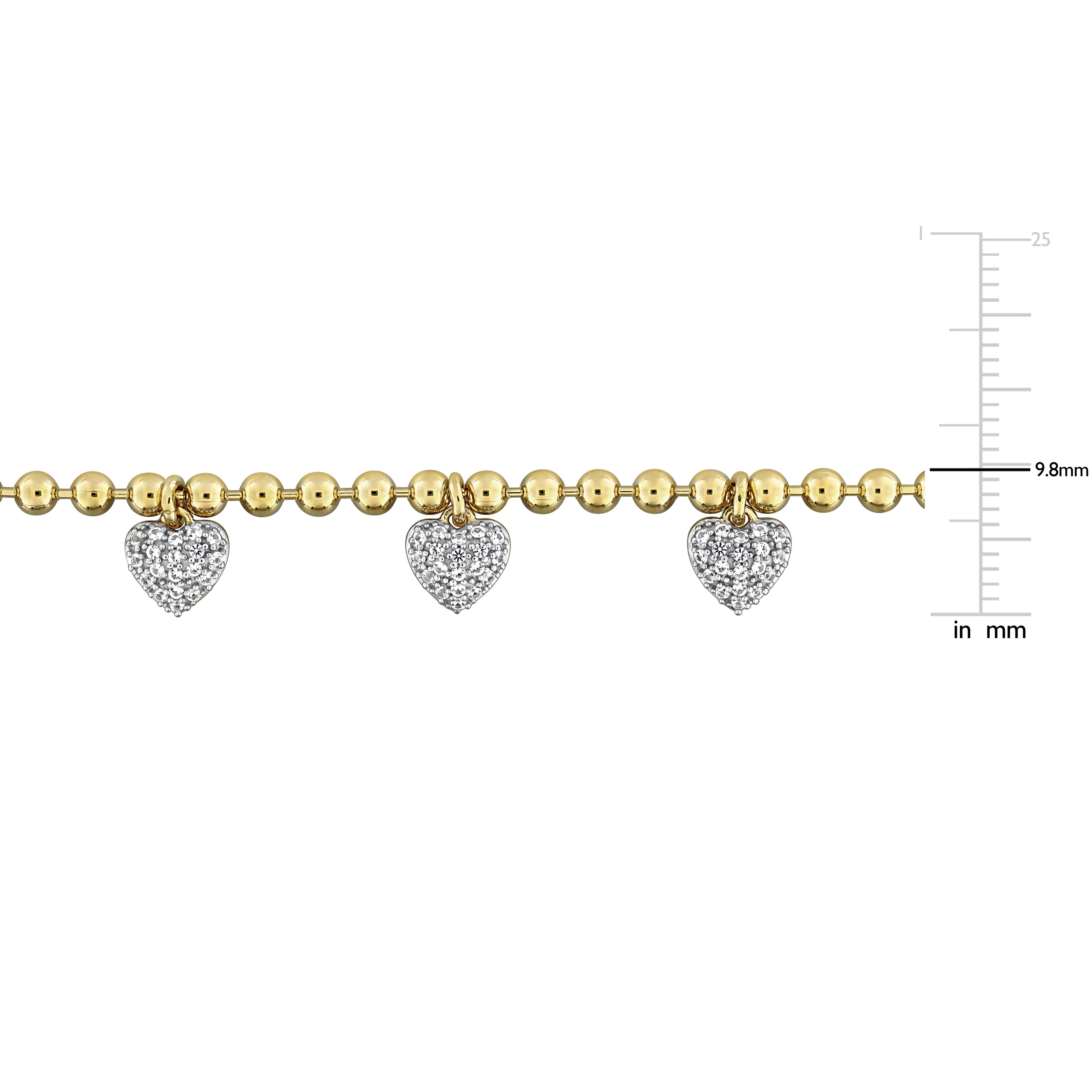 Yellow-plated heart station necklace with white sapphire detail, close-up by Lord & Taylor