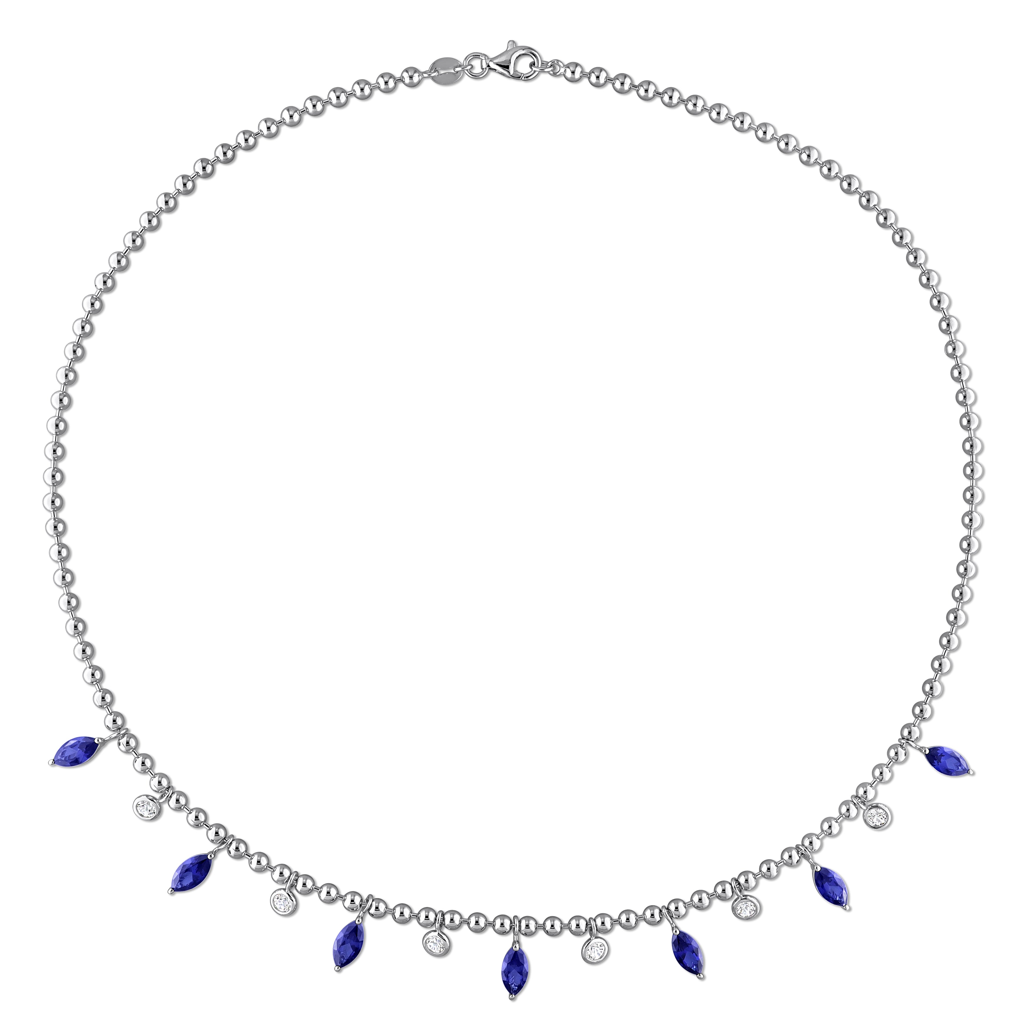 Lord & Taylor sapphire necklace detail showing lobster claw clasp closure