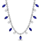 Blue and white sapphire charm necklace in sterling silver by Lord & Taylor, front view
