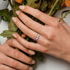 Four-stone gemstone ring worn on hand, lifestyle view by Lord & Taylor