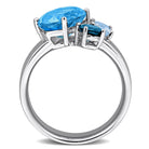Blue topaz three-stone ring in sterling silver, diagonal view by Lord & Taylor