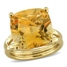 Yellow citrine cocktail ring in sterling silver, top view by Lord & Taylor
