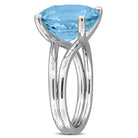 Blue topaz sterling silver ring, side profile view by Lord & Taylor