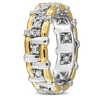 Two-tone sterling silver eternity ring with lab-grown diamonds, back view by Lord & Taylor
