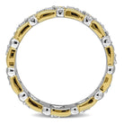 Two-tone sterling silver eternity ring with lab-grown diamonds, diagonal view by Lord & Taylor