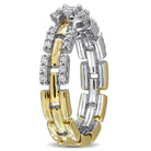 Lab-grown diamond halo link ring in two-tone sterling silver, back view